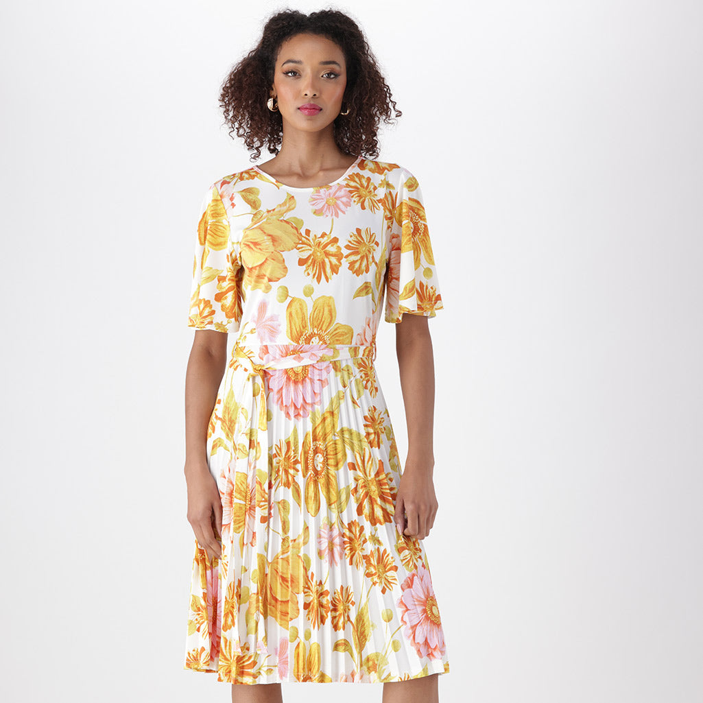 Hannah Floral Pleat Dress 151506 Multi R299 Dunns Clothing