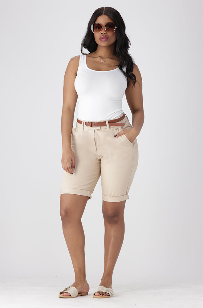 Ava Sateen Shorts _ 152778 _ Beige