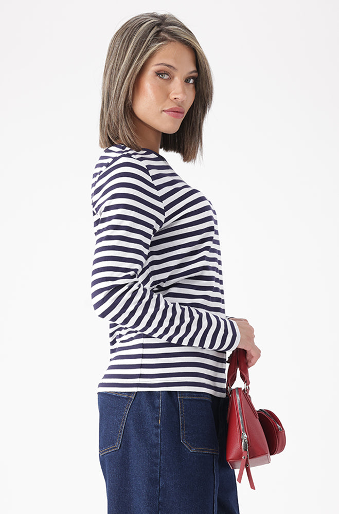 CLEO STRIPE CREW NECK TEE
