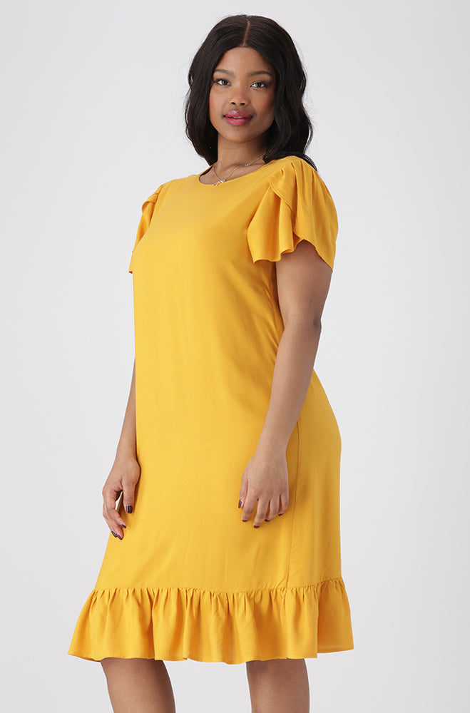 Alice Tulip Sleeve Shift Dress _ 154033 _ Ocre
