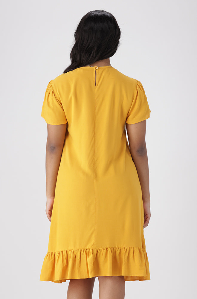 Alice Tulip Sleeve Shift Dress _ 154033 _ Ocre
