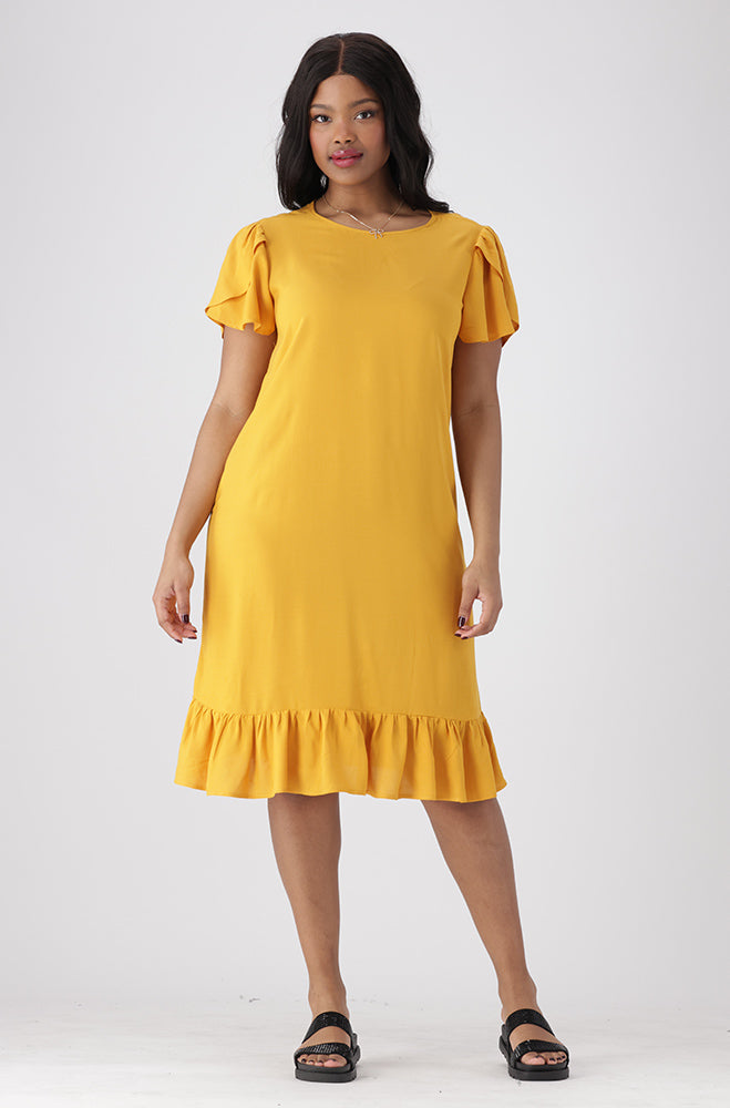 Alice Tulip Sleeve Shift Dress _ 154033 _ Ocre