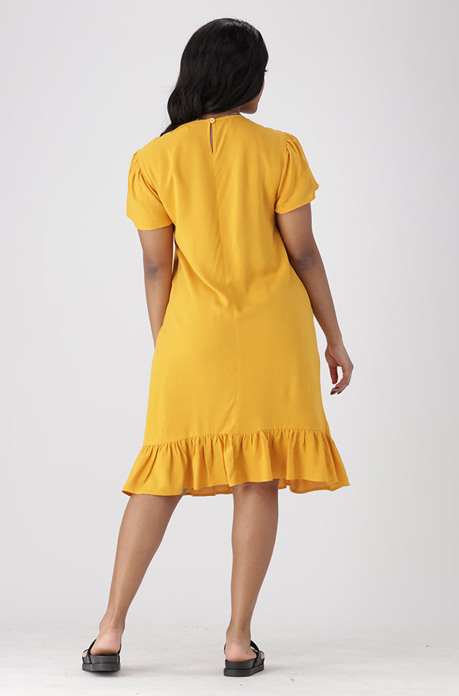 Alice Tulip Sleeve Shift Dress _ 154033 _ Ocre