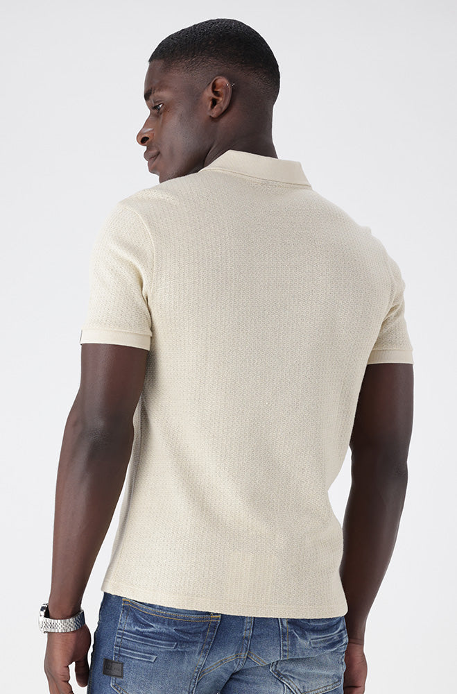 Albany Johnny Collar Tee _ 154225 _ Natural