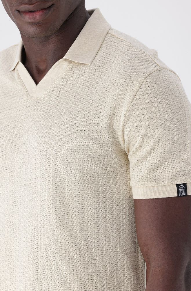 Albany Johnny Collar Tee _ 154225 _ Natural