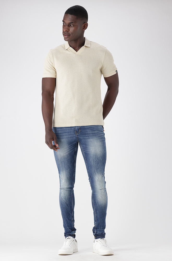 Albany Johnny Collar Tee _ 154225 _ Natural