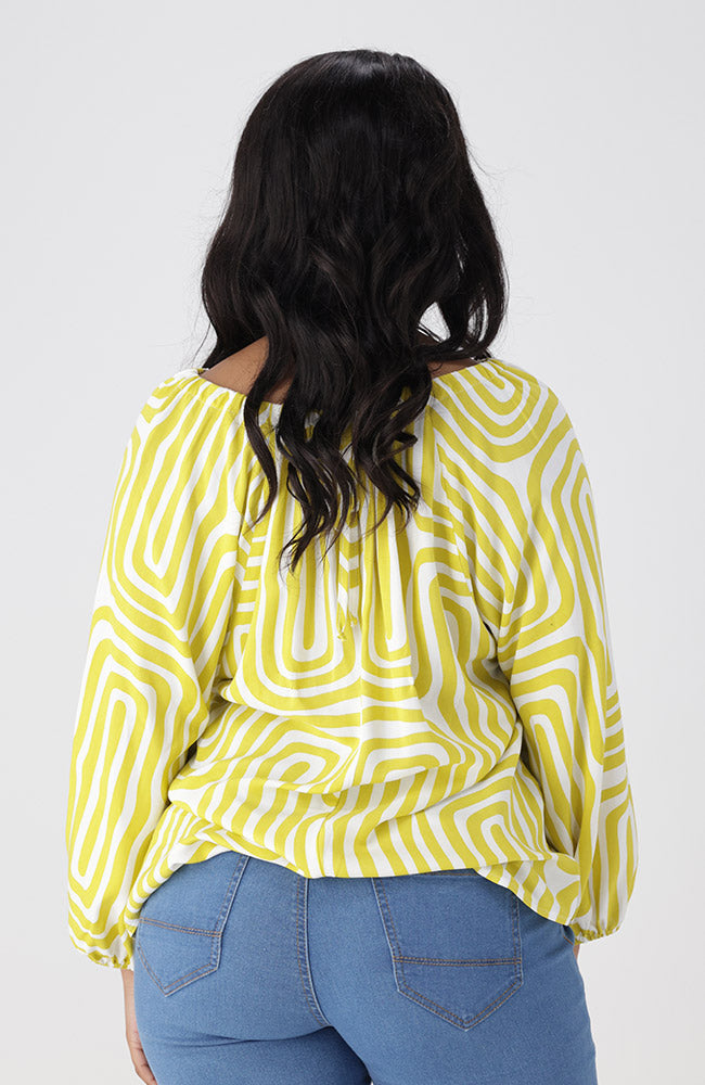 Gina Printed Cutout Top _ 154266 _ Yellow