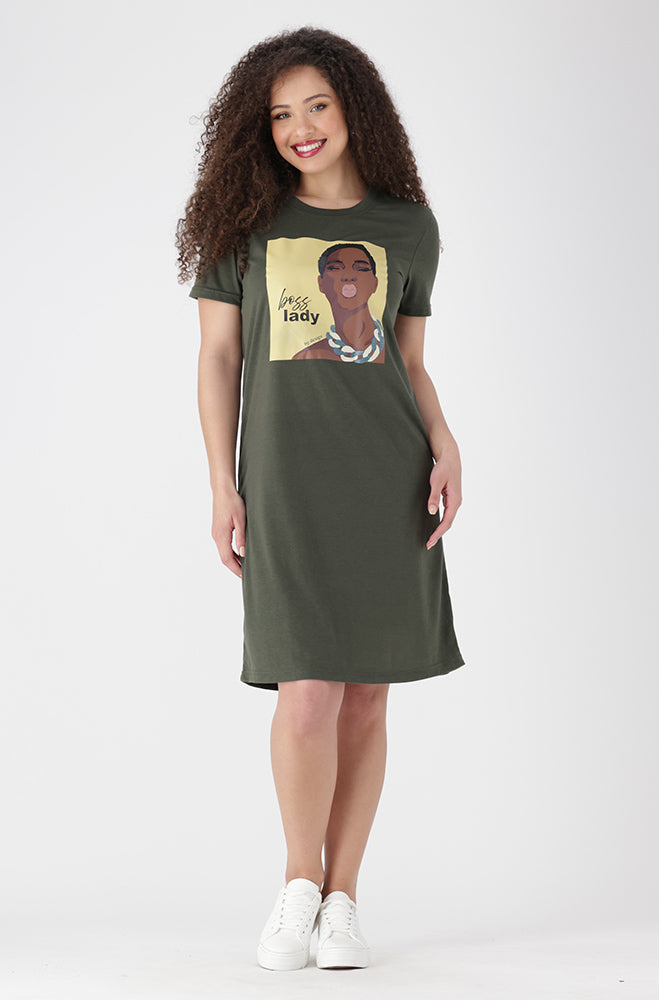 Koko T Shirt Dress _ 154470 _ Fatigue