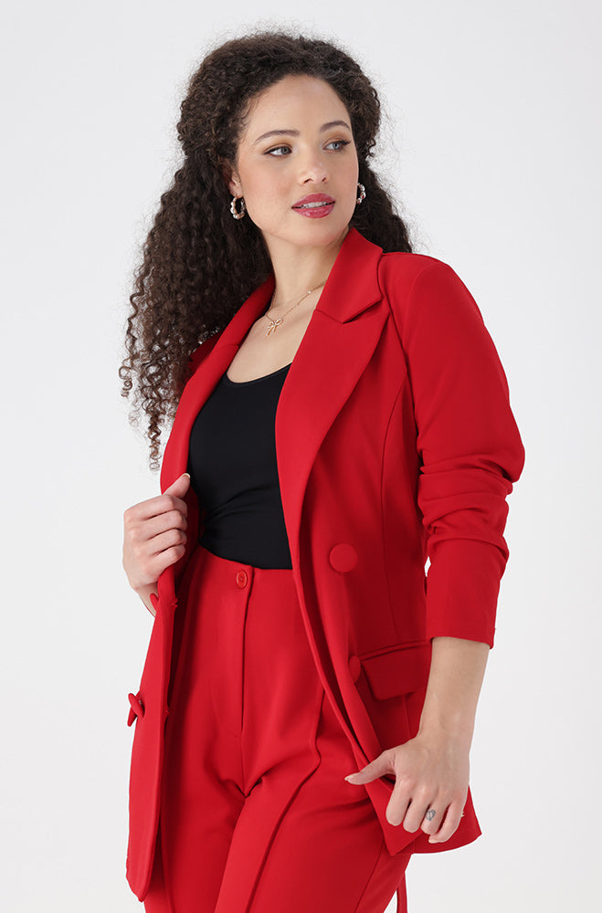 Aria Belted Blazer _ 154607 _ Red