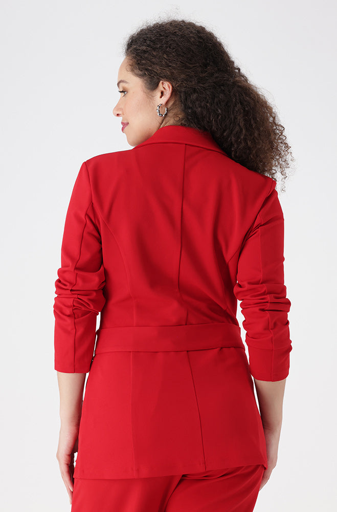 Aria Belted Blazer _ 154607 _ Red