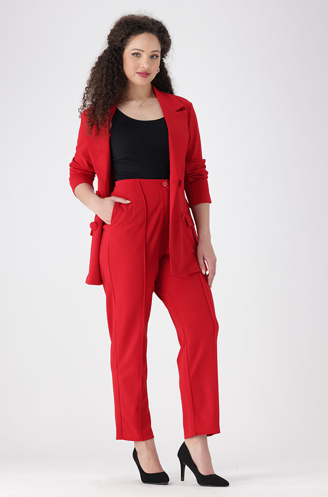 Aria Belted Blazer _ 154607 _ Red