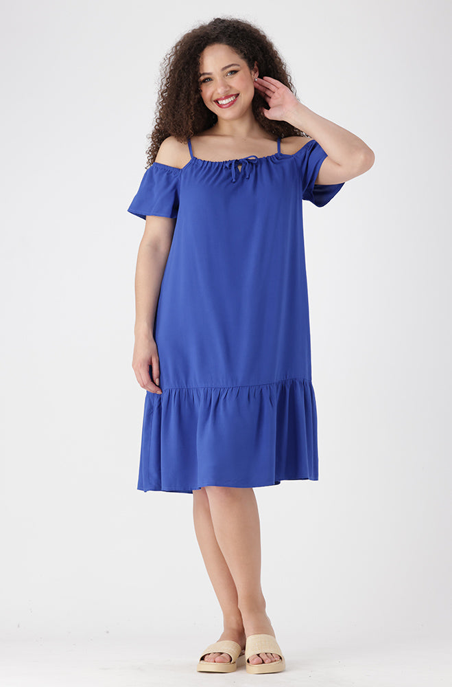 Julia Cold Shoulder Dress _ 154635 _ Cobalt