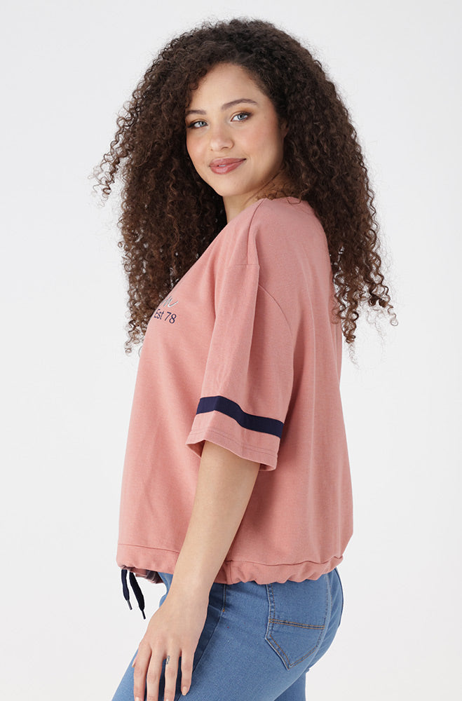 Kim Drawcord Tee _ 154896 _ Pink