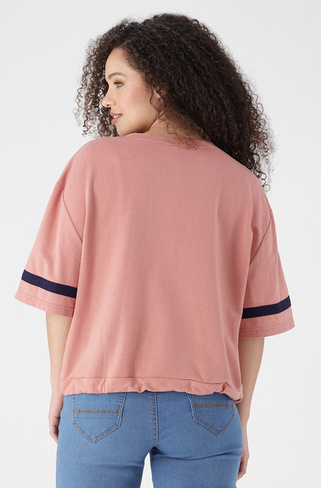 Kim Drawcord Tee _ 154896 _ Pink