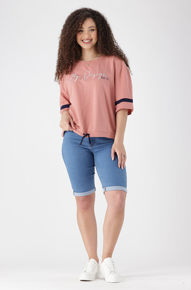 Kim Drawcord Tee _ 154896 _ Pink