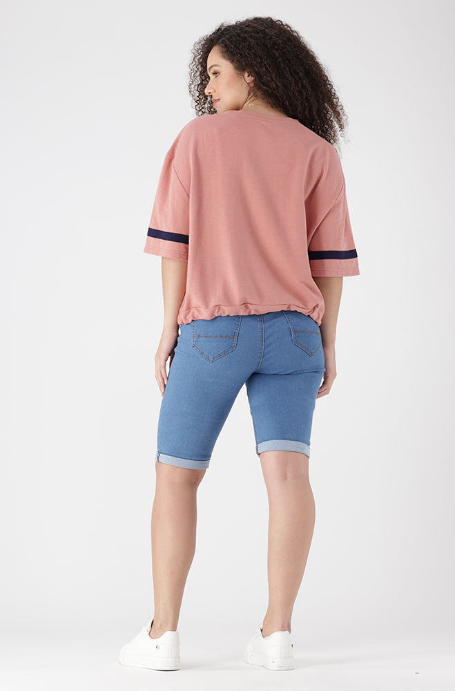 Kim Drawcord Tee _ 154896 _ Pink