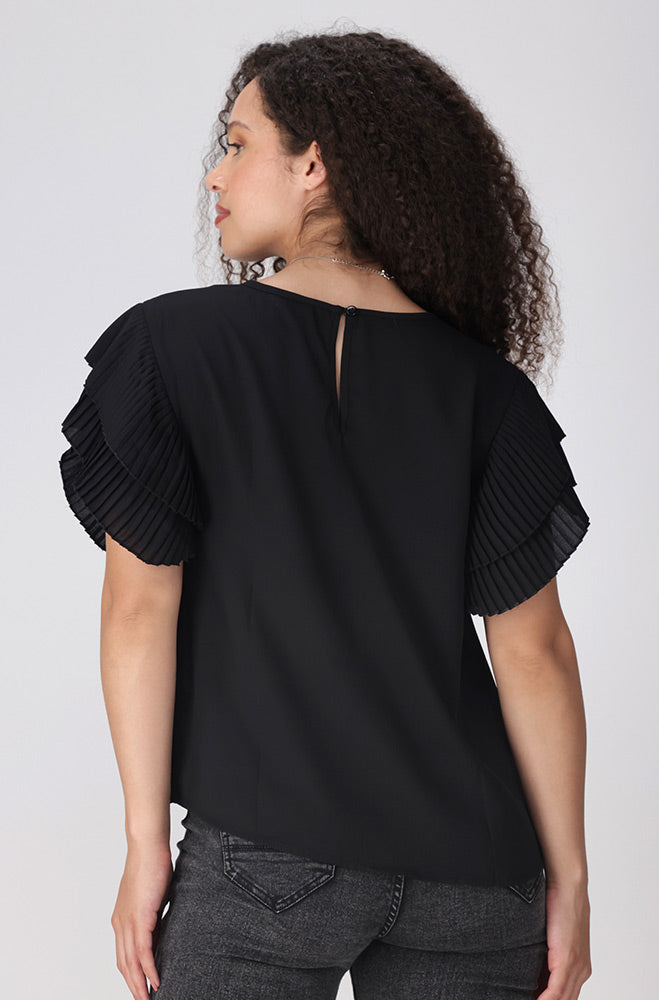 Tanya Pleat Top _ 154900 _ Black