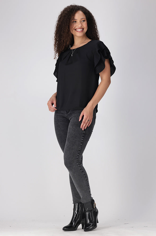 Tanya Pleat Top _ 154900 _ Black