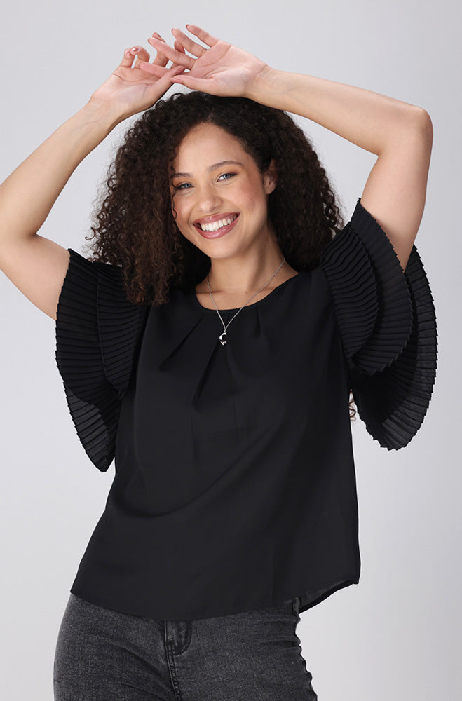 Tanya Pleat Top _ 154900 _ Black