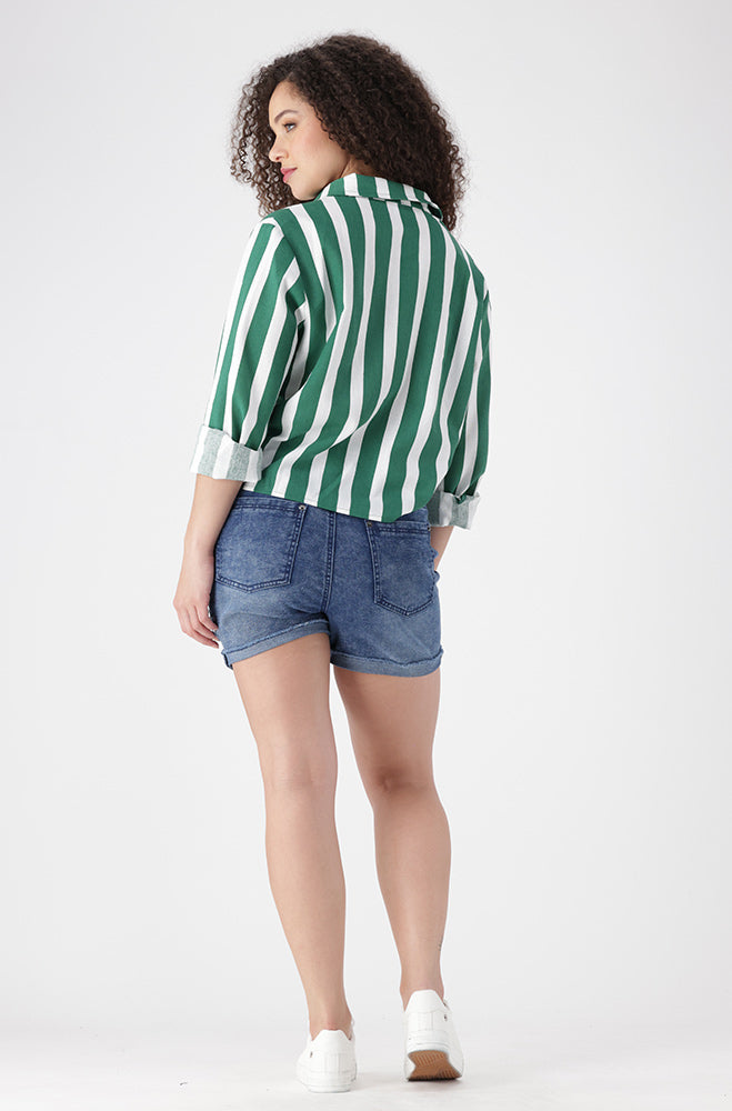 Gloria Tie Hem Shirt _ 154901 _ Green