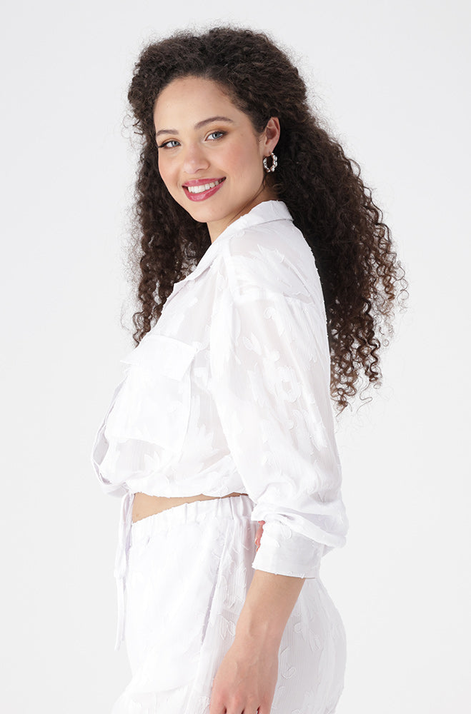 Lilly Shirt With Tie Hem Chest Pockets _ 155182 _ White