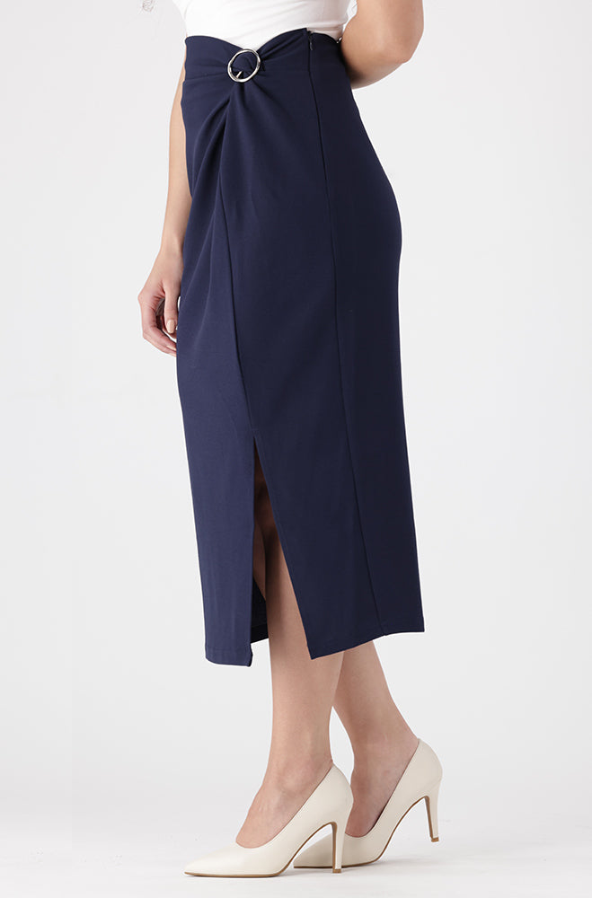 Taslin Front Slit Skirt _ 155266 _ Navy