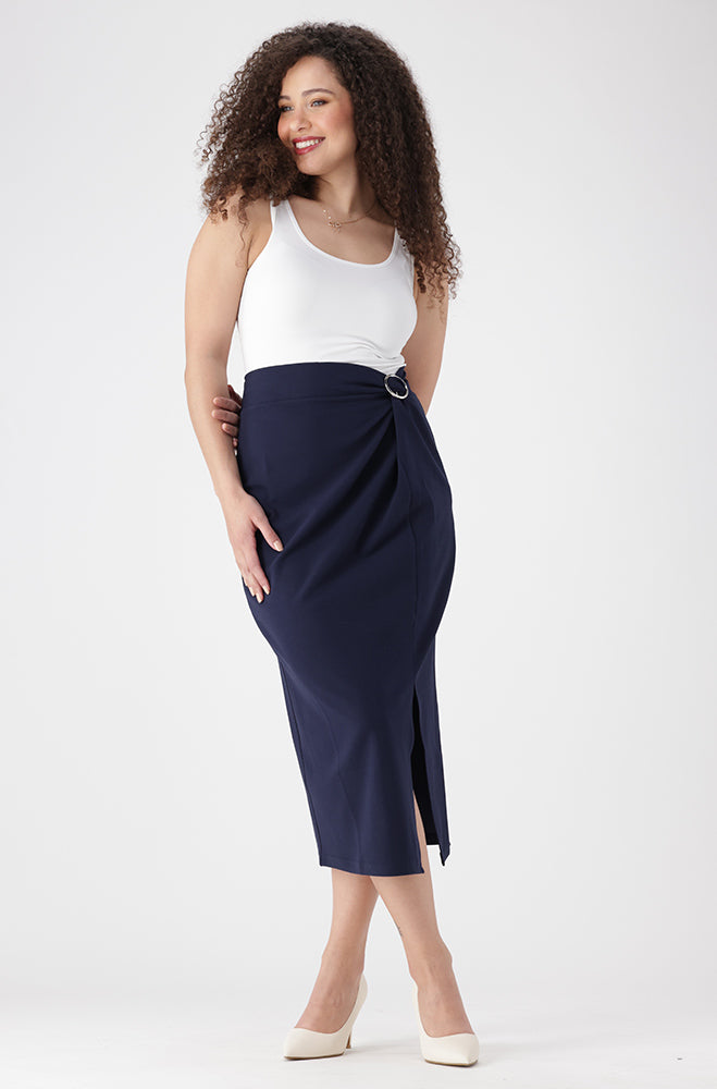 Taslin Front Slit Skirt _ 155266 _ Navy