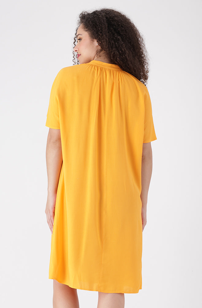 Carla Tie Neck Detail Dress _ 155345 _ Yellow