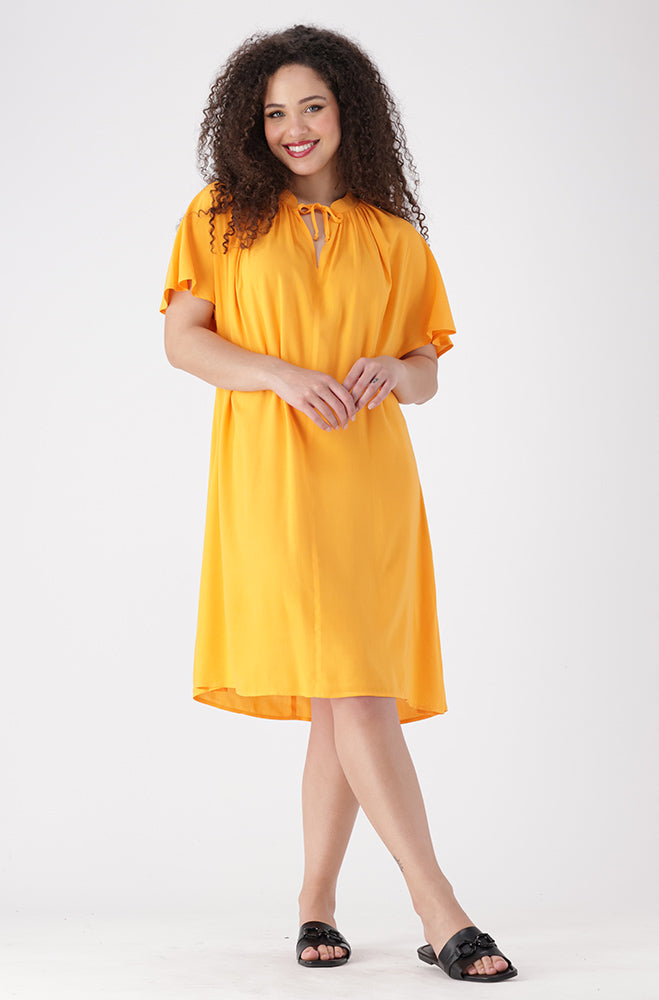 Carla Tie Neck Detail Dress _ 155345 _ Yellow