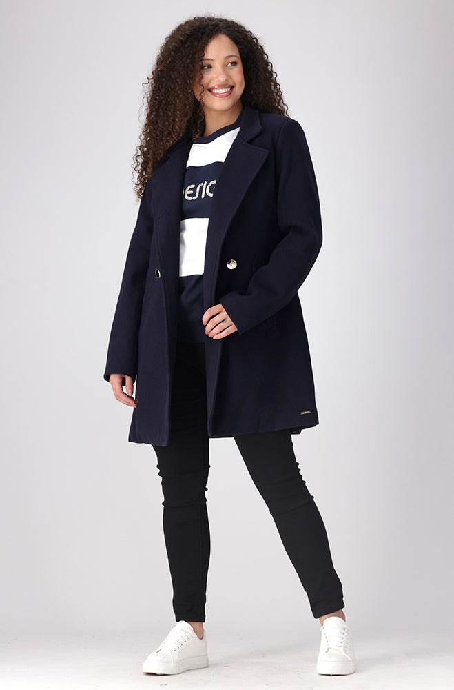 Lisa Military Melton Coat _ 155560 _ Navy