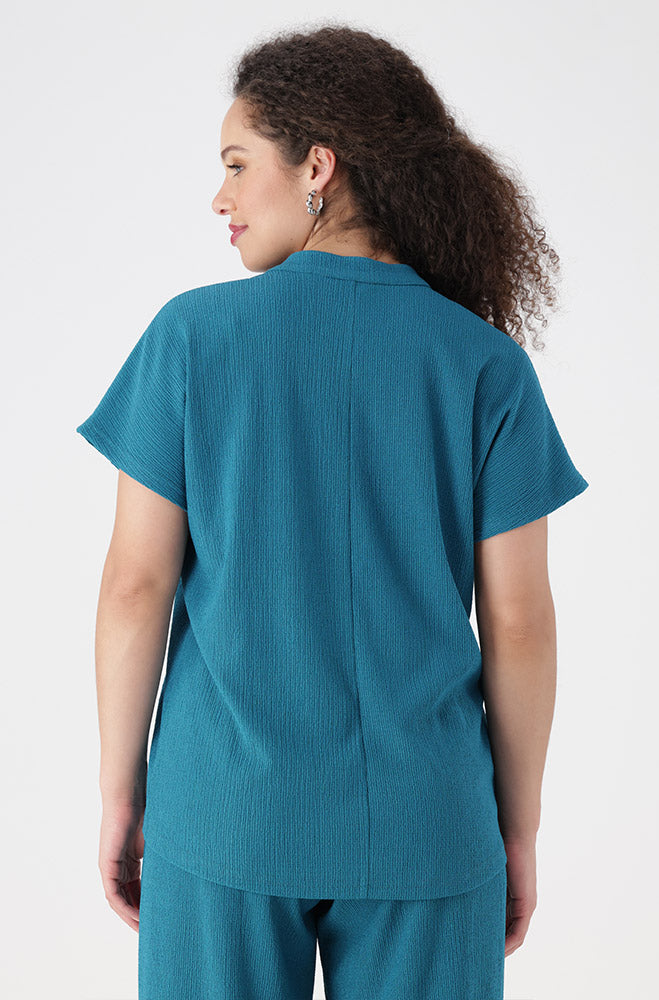 Edith Shortsleeve Portofino Top _ 155602 _ Teal