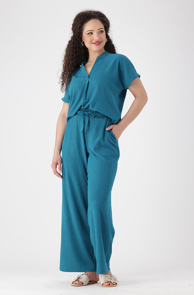 Edith Shortsleeve Portofino Top _ 155602 _ Teal