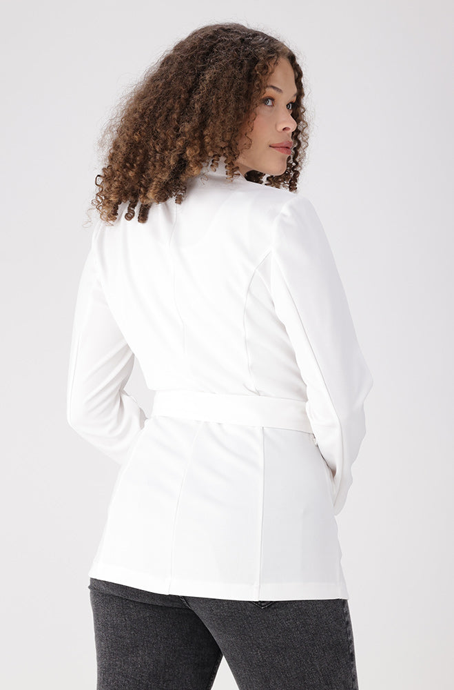 Aria Belted Blazer _ 155606 _ White