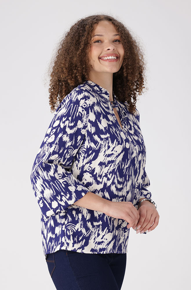 Maria Printed Blouse _ 155610 _ Blue