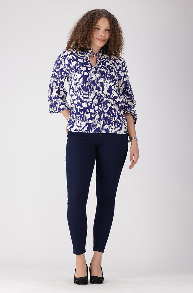 Maria Printed Blouse _ 155610 _ Blue