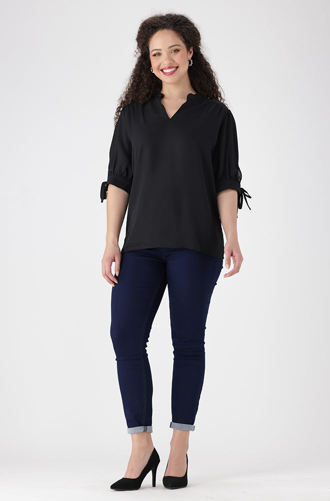 Klhoe Woven Puff Sleeve Top _ 155713 _ Black