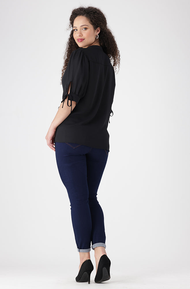 Klhoe Woven Puff Sleeve Top _ 155713 _ Black