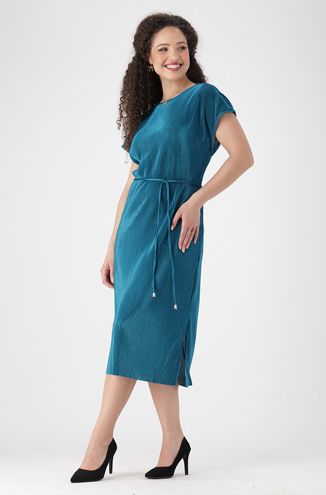 Mia Plisse Sleeveless Dress _ 155949 _ Teal
