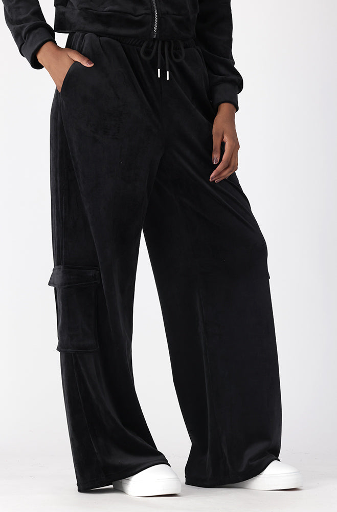 Lucy Velour Wide Leg Pants _ 156124 _ Black