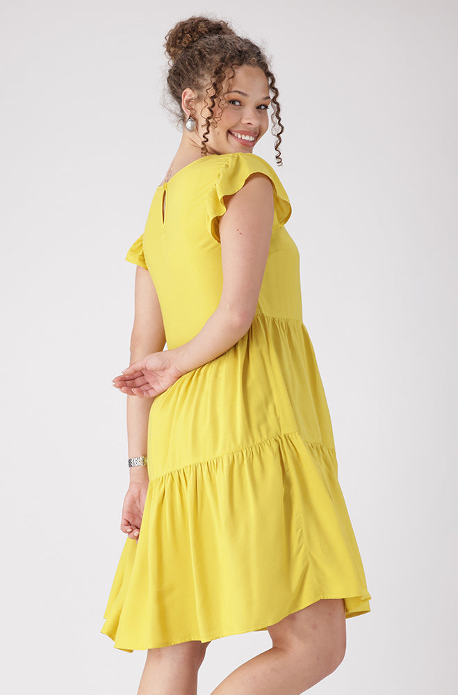 Carla Flutter Sleeve  Dress _ 156133 _ Yellow