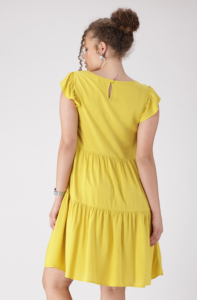 Carla Flutter Sleeve  Dress _ 156133 _ Yellow