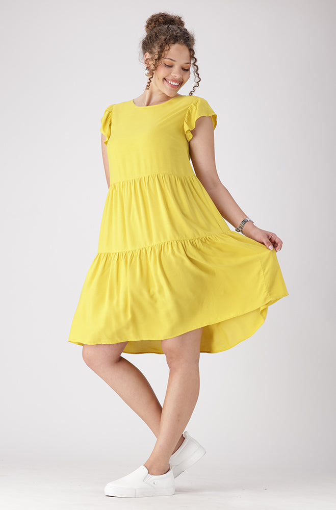 Carla Flutter Sleeve  Dress _ 156133 _ Yellow