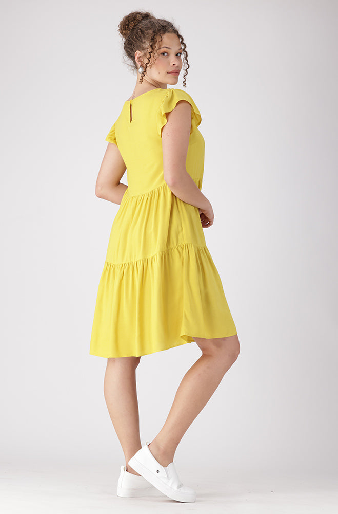Carla Flutter Sleeve  Dress _ 156133 _ Yellow
