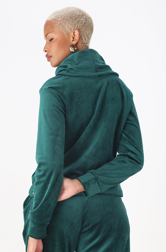 Britney Velour Cowl Neck Top _ 156160 _ Green