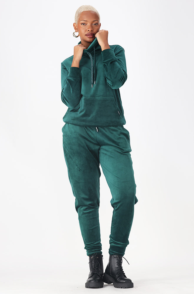 Britney Velour Cowl Neck Top _ 156160 _ Green