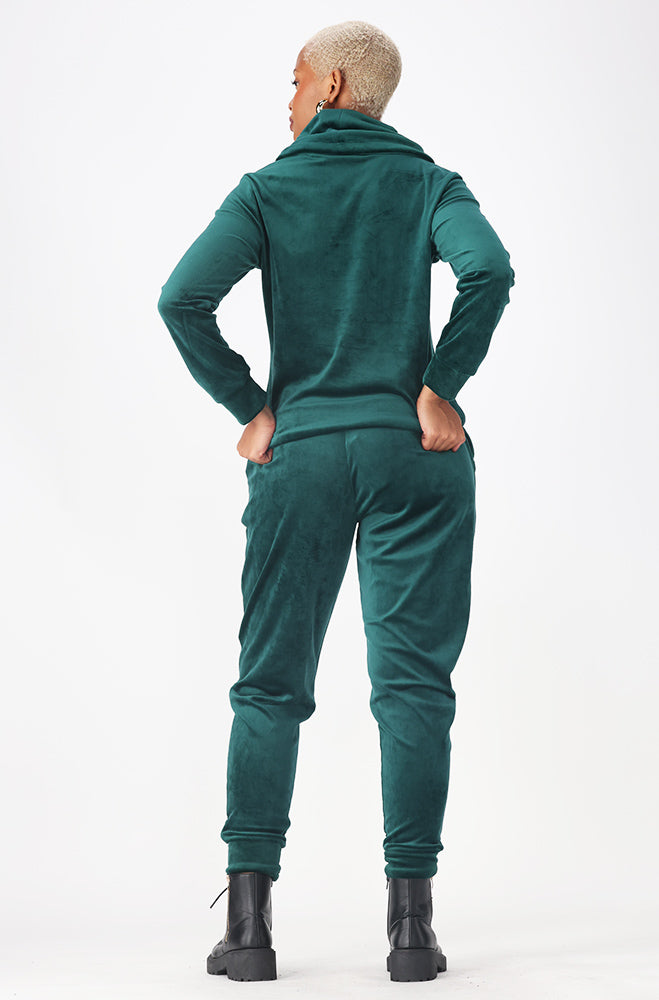 Britney Velour Cowl Neck Top _ 156160 _ Green