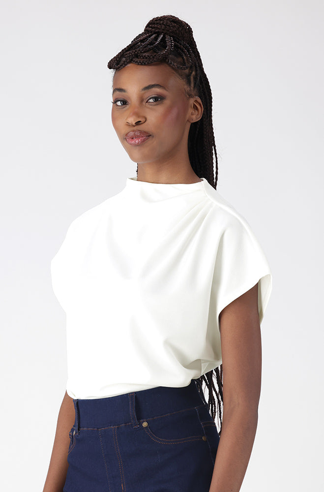 Gen Drape Turtle Neck Top _ 156259 _ Cream