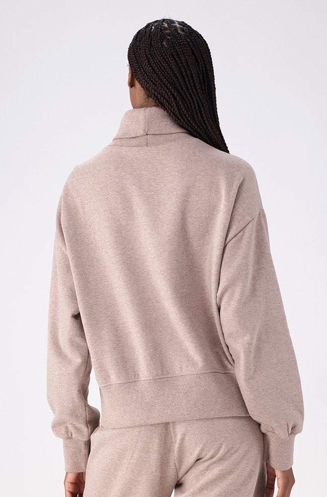 Amaya Poloneck Fleece Top _ 156279 _ Taupe