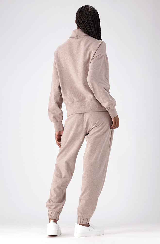 Amaya Poloneck Fleece Top _ 156279 _ Taupe