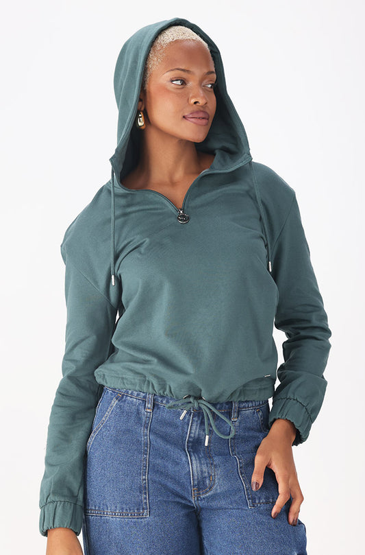 EMMA DRAWCORD HOODY  _ 156294 _ Green